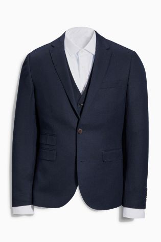 Navy Flannel Skinny Fit Suit: Jacket